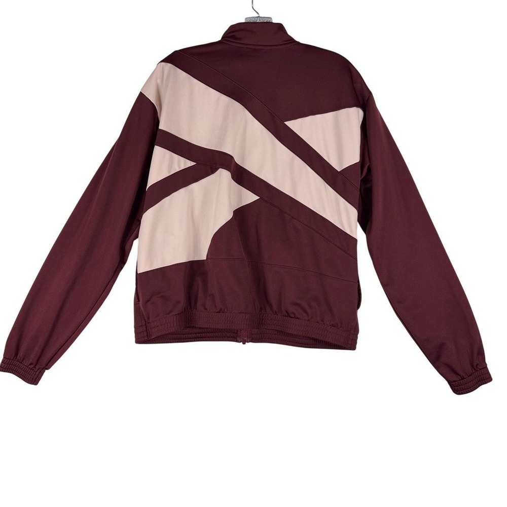 Reebok Speedwick Track Jacket Mens Large Burgundy Full Zip Colorblock Mock Neck
